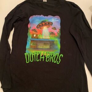 Dutch Bros Black Shirt with Vibrant UFO Design